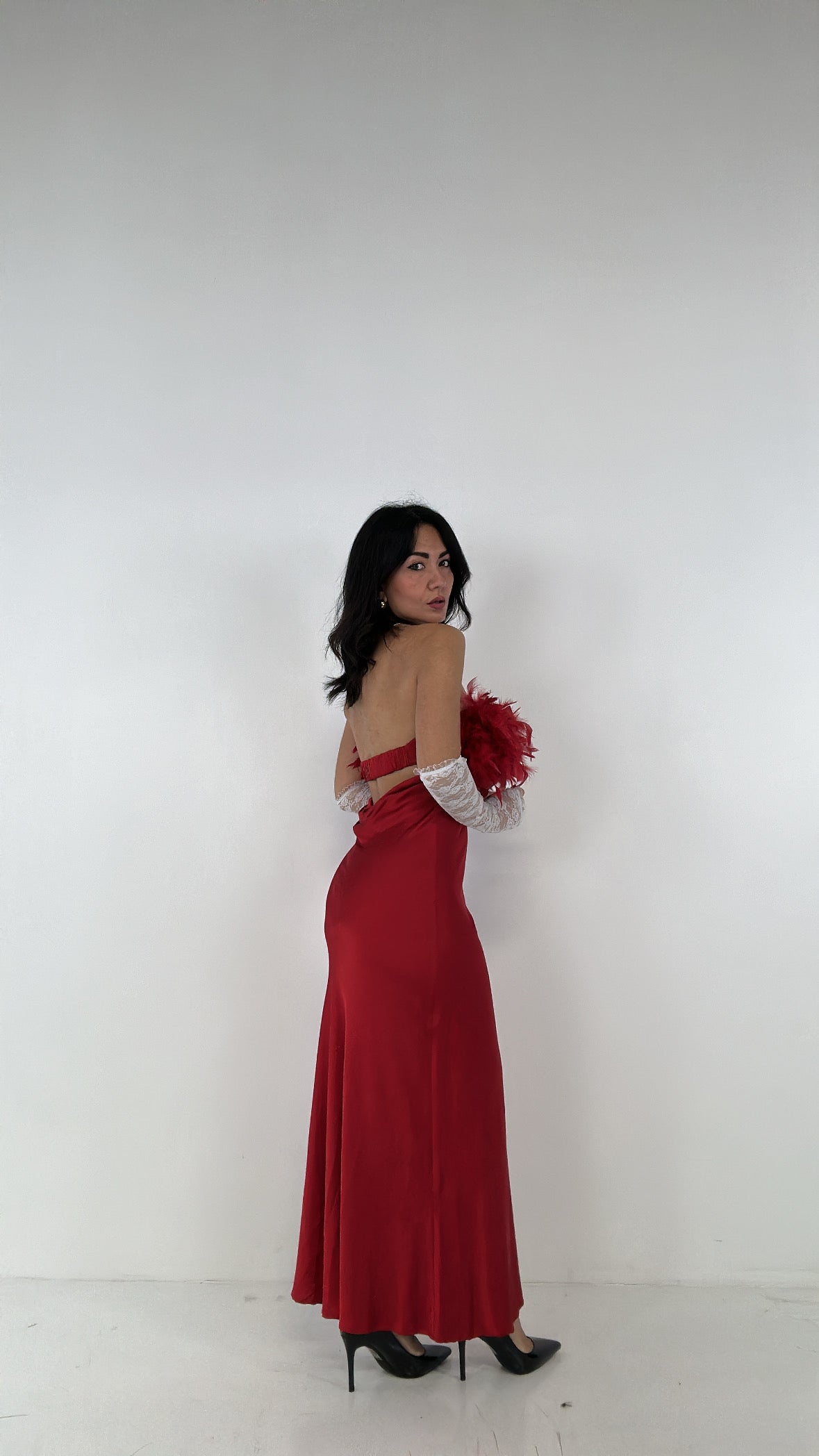 Abito CON PIUME LUMINA - ROSSO