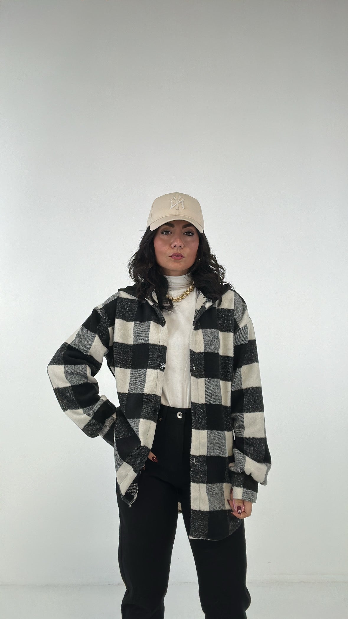 Camicia CAPPUCCIO E QUADRI - NERO