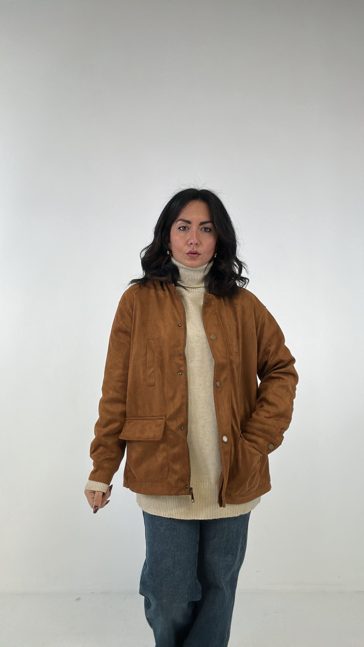 Giubbino CAMOSCIO E COLLO IN VELLUTO - CAMMELLO