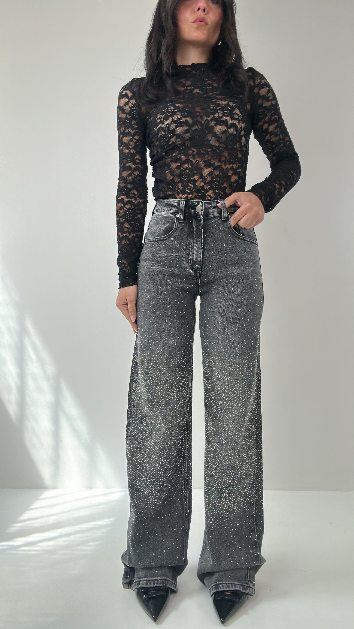 Jeans STRASS DINNER - GRIGIO