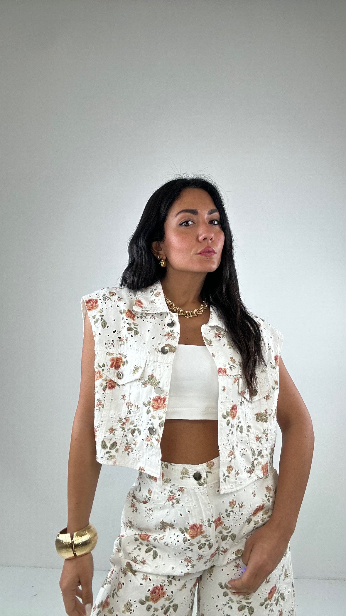 Completo DENIM FIORE - BIANCO