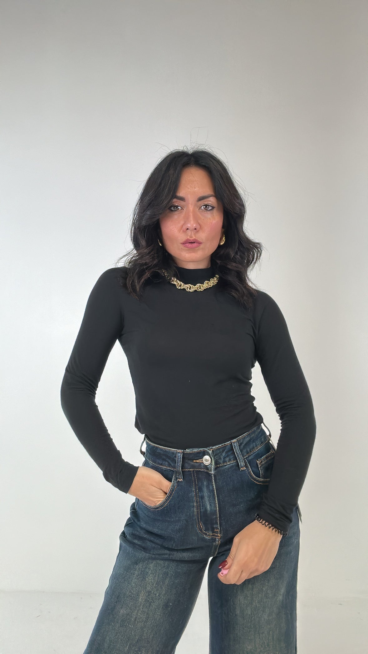 Maglia CON COLLO MANICA LUNGA - NERO