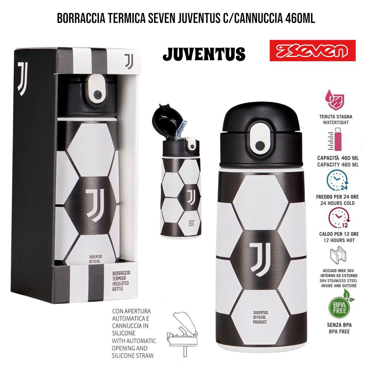 Borraccia TERMICA ACCIAIO - NERO BIANCO