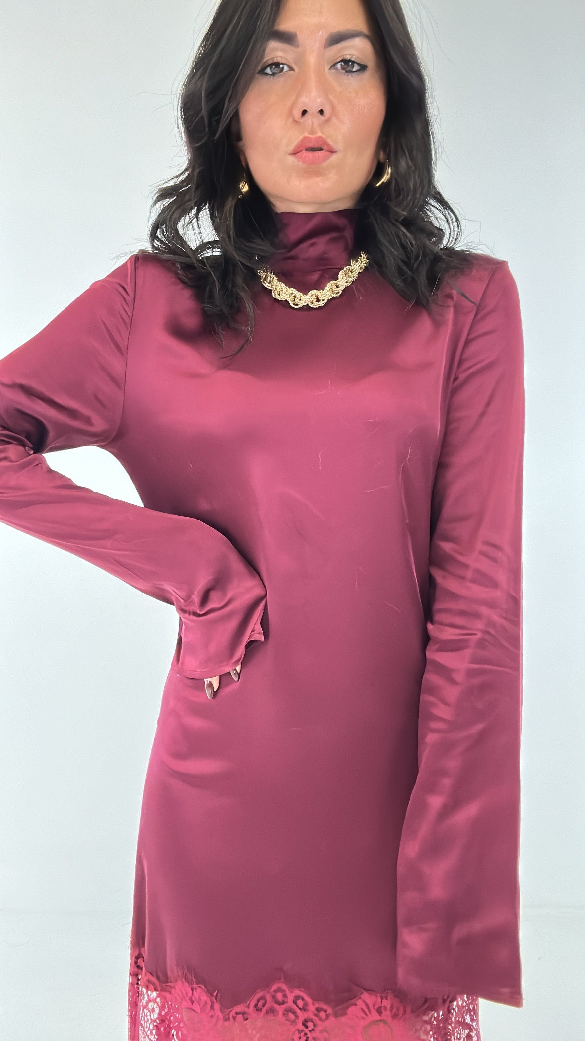 Abito LUMINA SATIN - BORDEAUX