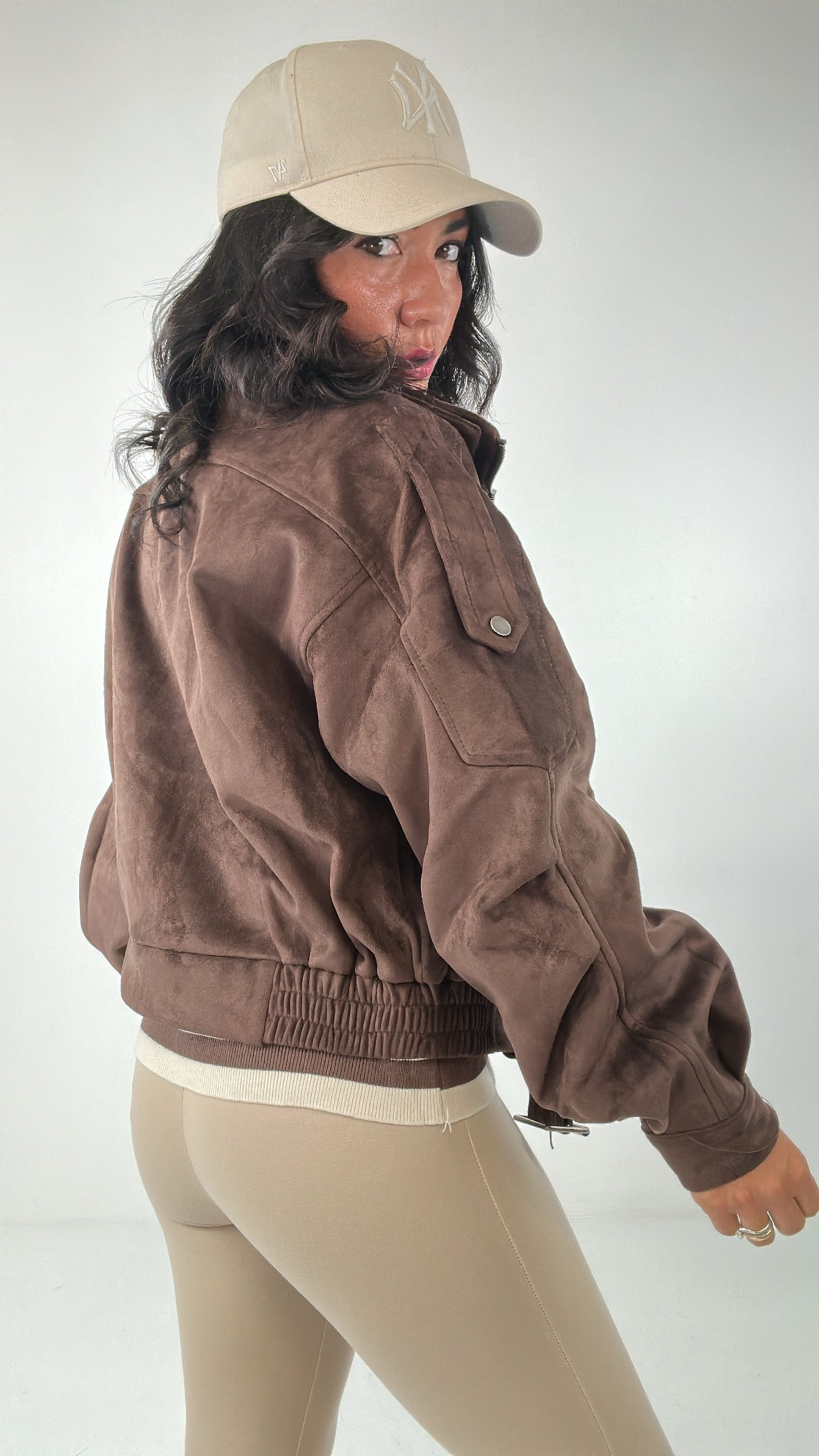 Chiodo BOMBER CAMOSCIO - MARRONE