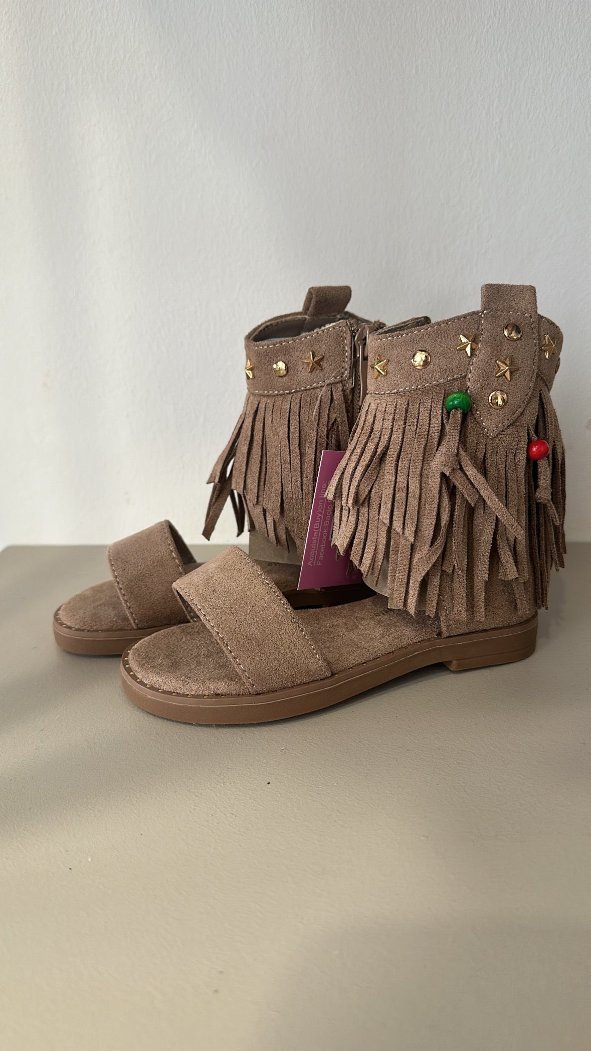 Sandalo CON FRANGE 25-36 - BEIGE