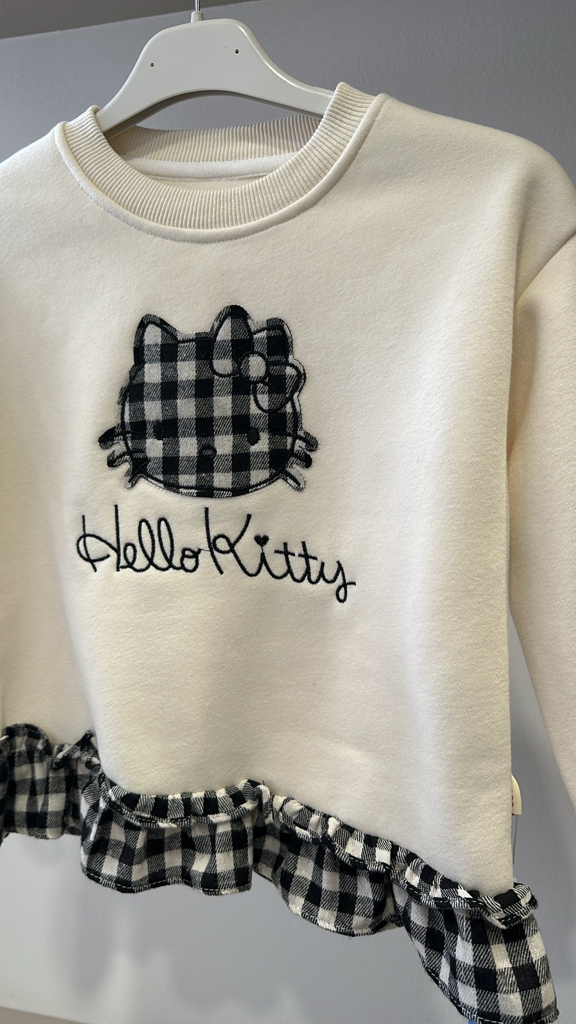 Felpa HELLO QUADRETTI - PANNA