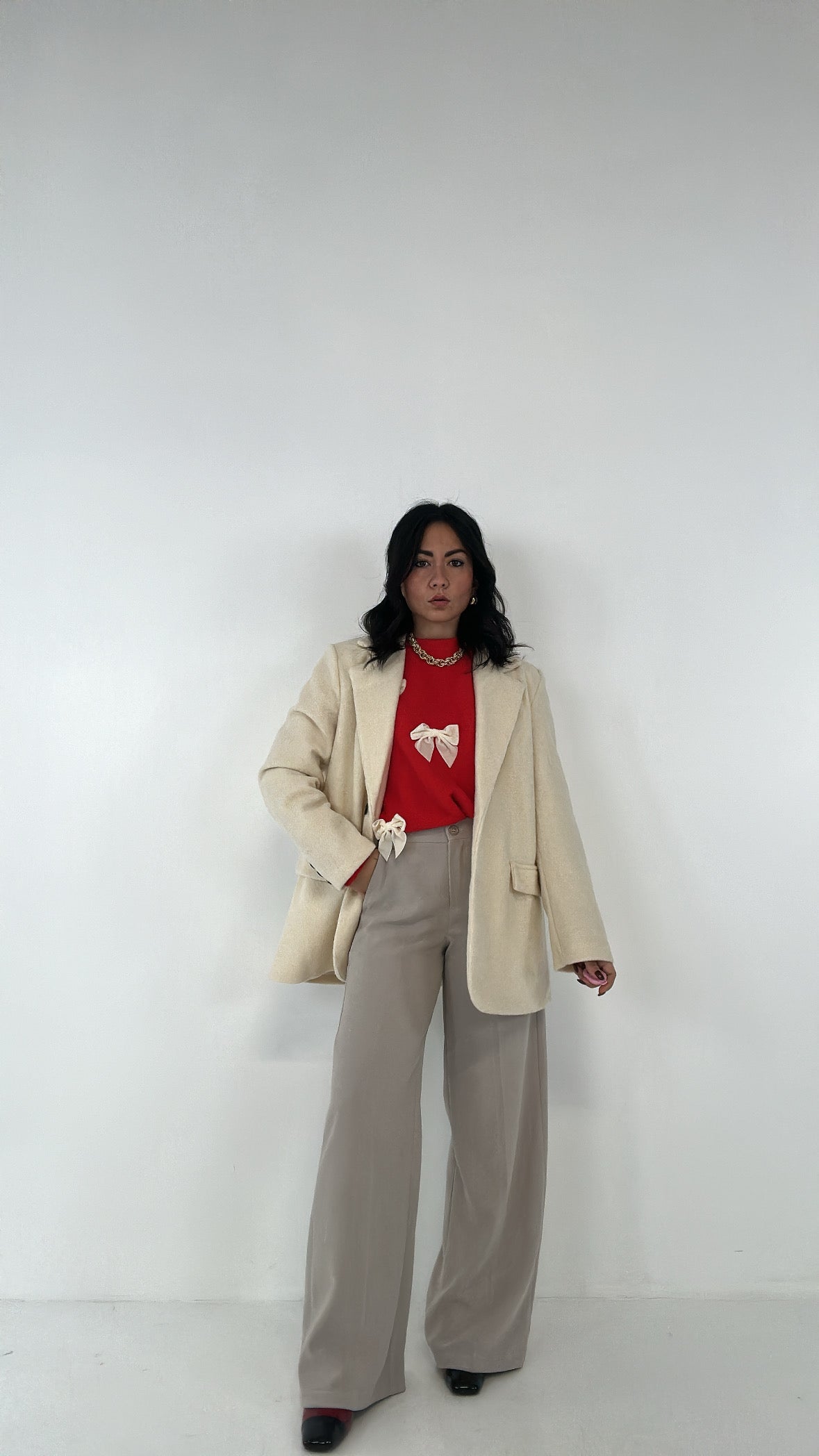 Pantalone GESSATO IN PANNO - PANNA