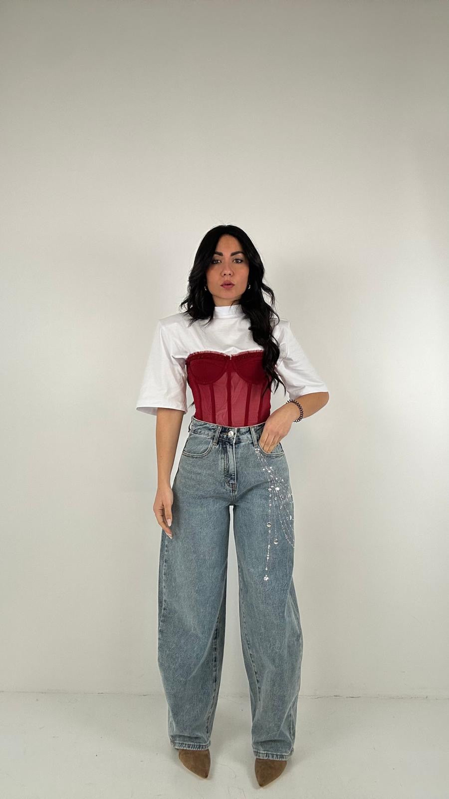 Jeans MOM FIT STRASS LAT - JEANS