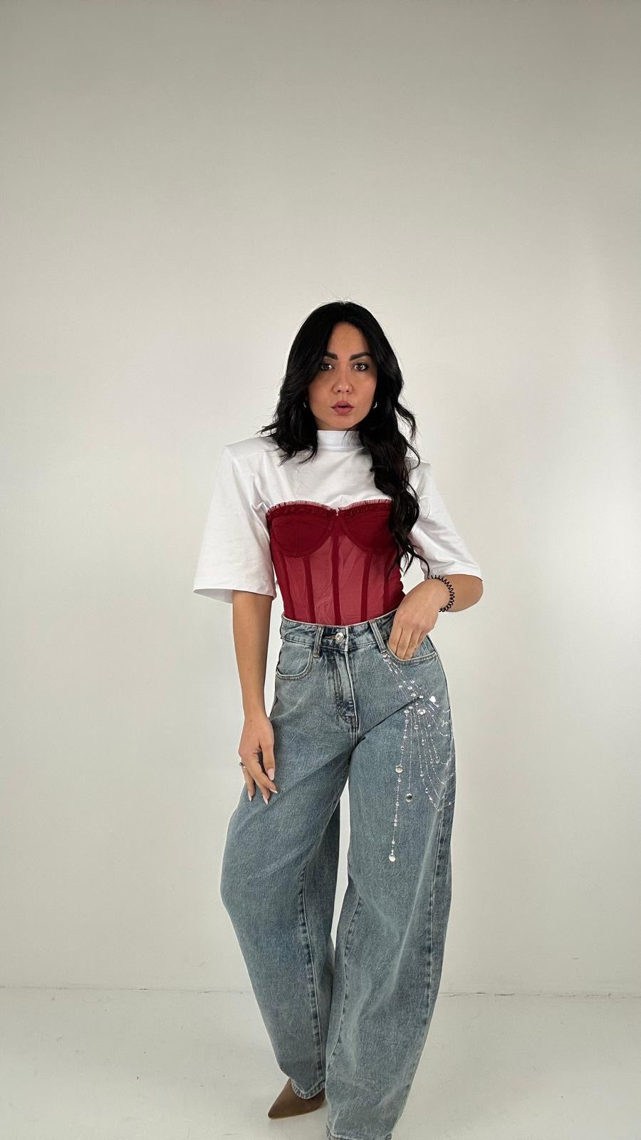 Jeans MOM FIT STRASS LAT - JEANS