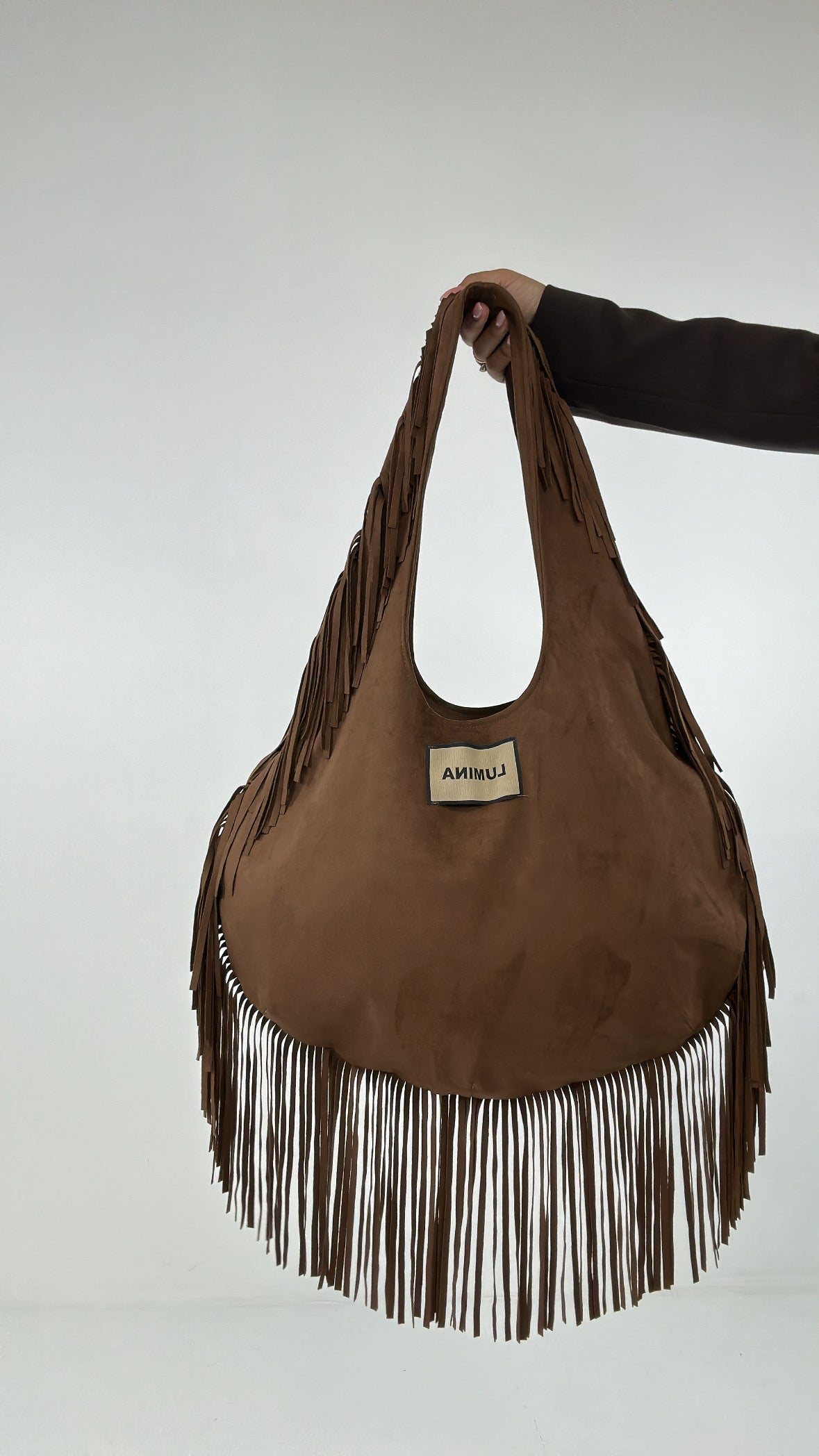 Borsa LUMINA FRANGE - MARRONE