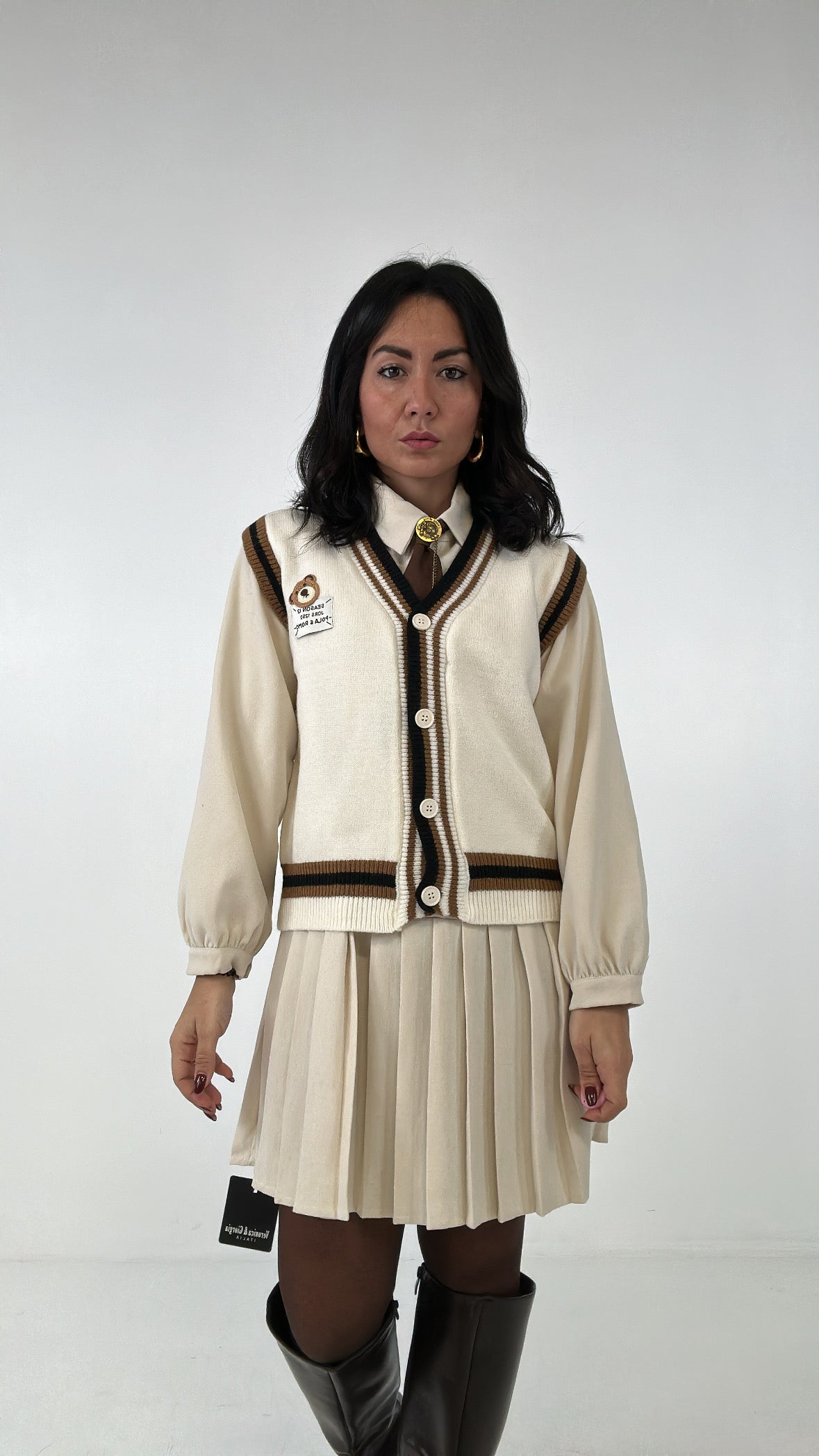 Camicione PLISSE' CON GILET - PANNA