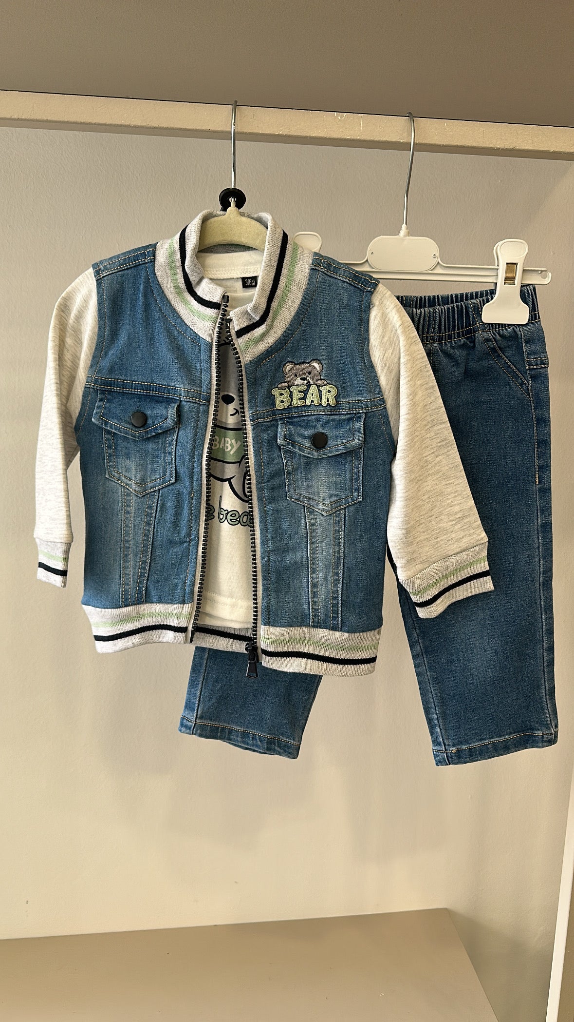 Completo IN JEANS BEAR-3-18M - GRIGIO