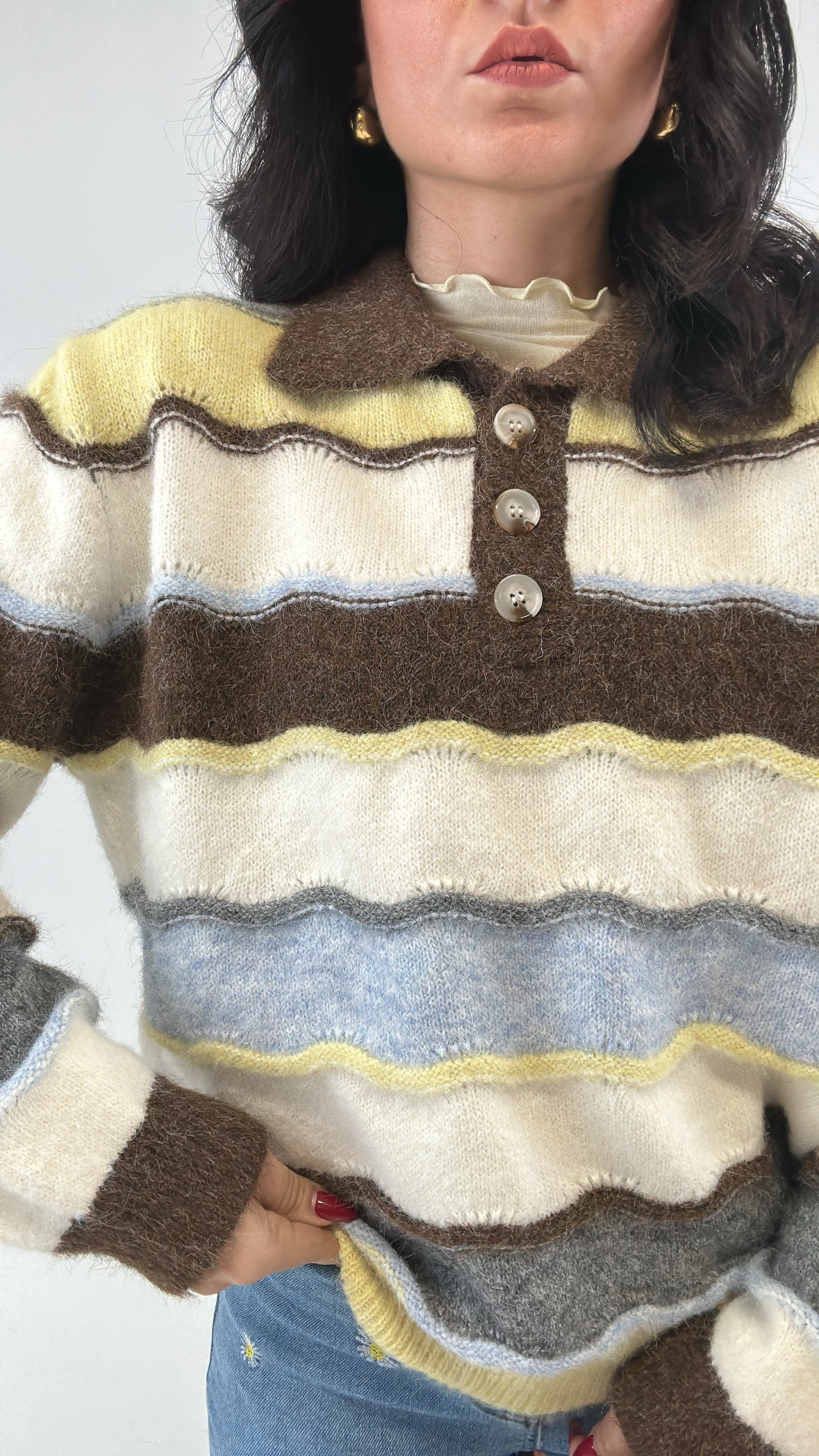 Polo IN MAGLIA ONDULATA - MARRONE