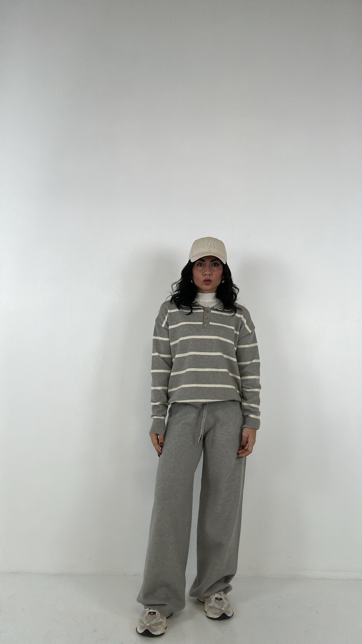 Coordinato CON POLO A RIGHE - GRIGIO