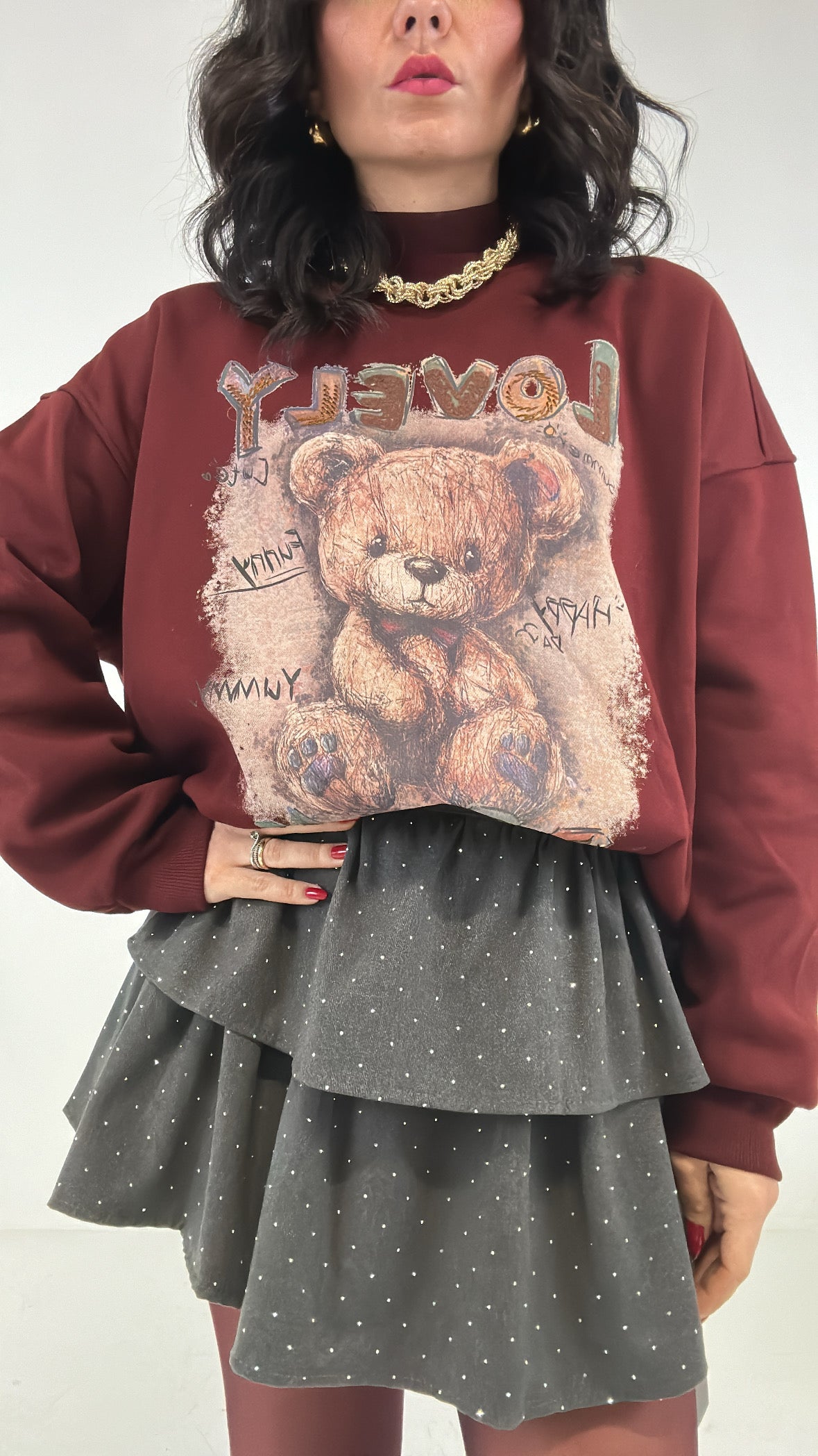 Gonna BALZE E BRILLANTINI - GRIGIO