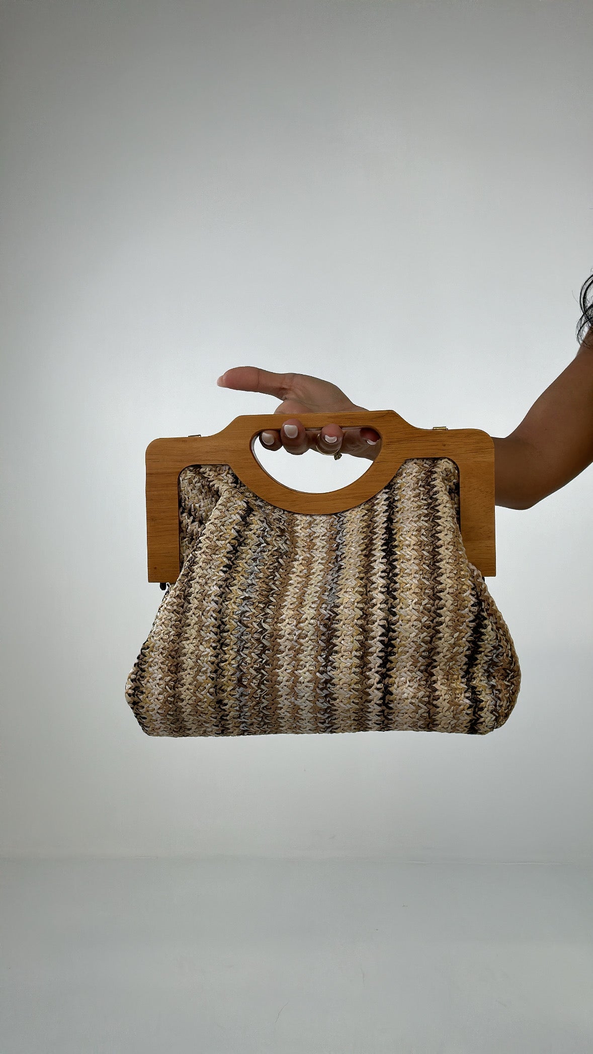 Borsa MANICO IN LEGNO - BEIGE