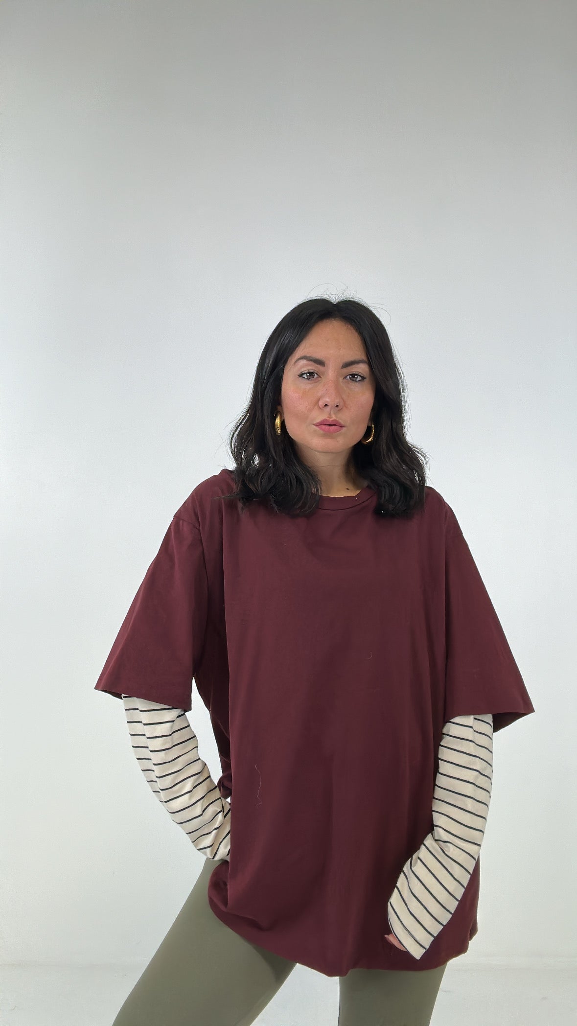Maglia CON MANICA RIGHE - BORDEAUX