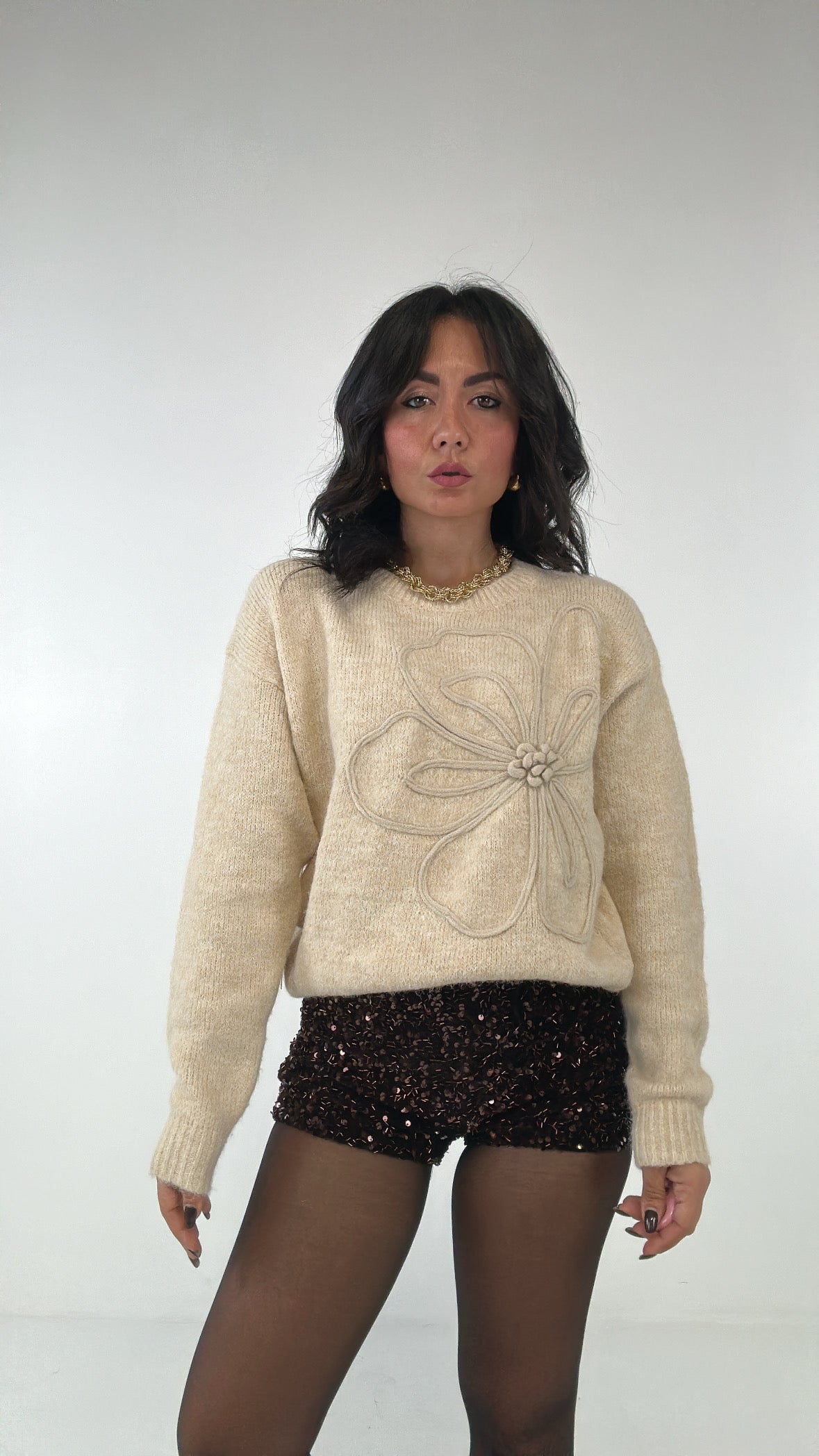 Shorts MICRO-PAILLETTES - MARRONE