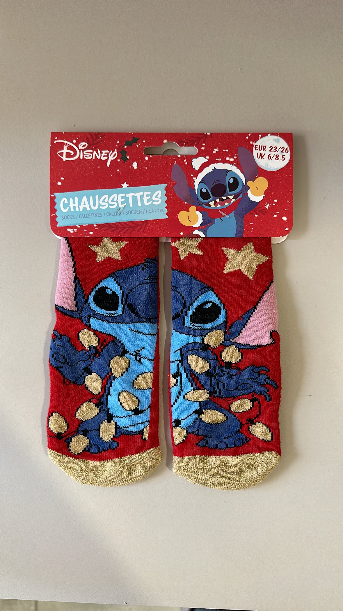 Calze NATALE STITCH ANTISCIVOLO - ROSSO