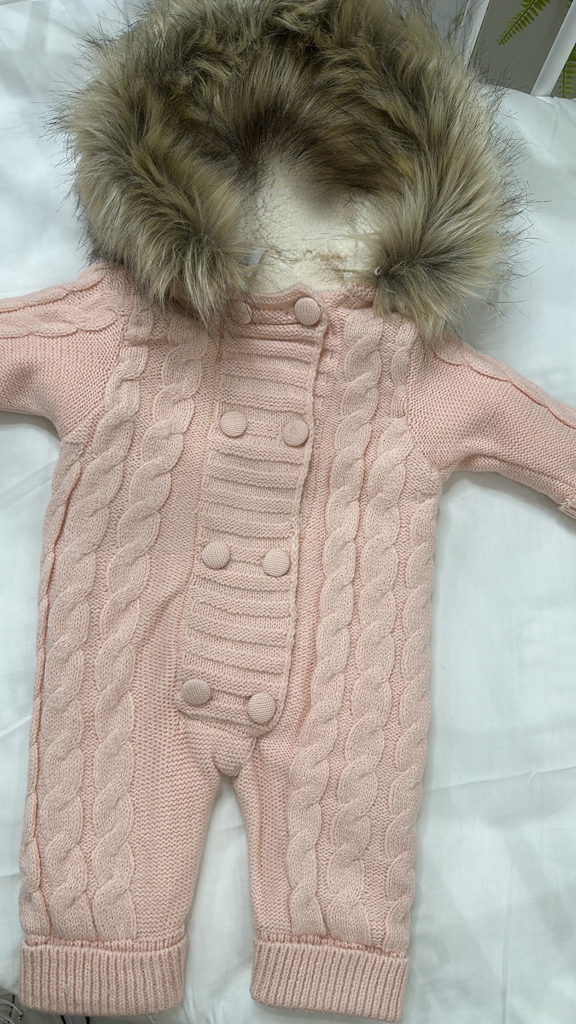 Tutina CON PELLICCIA NEONATA 3-18M - ROSA