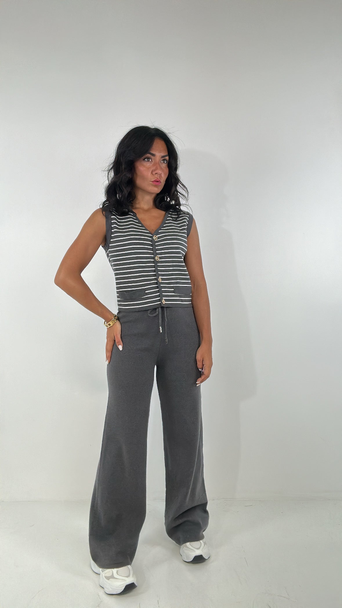Completo CON GILET A RIGHE - GRIGIO