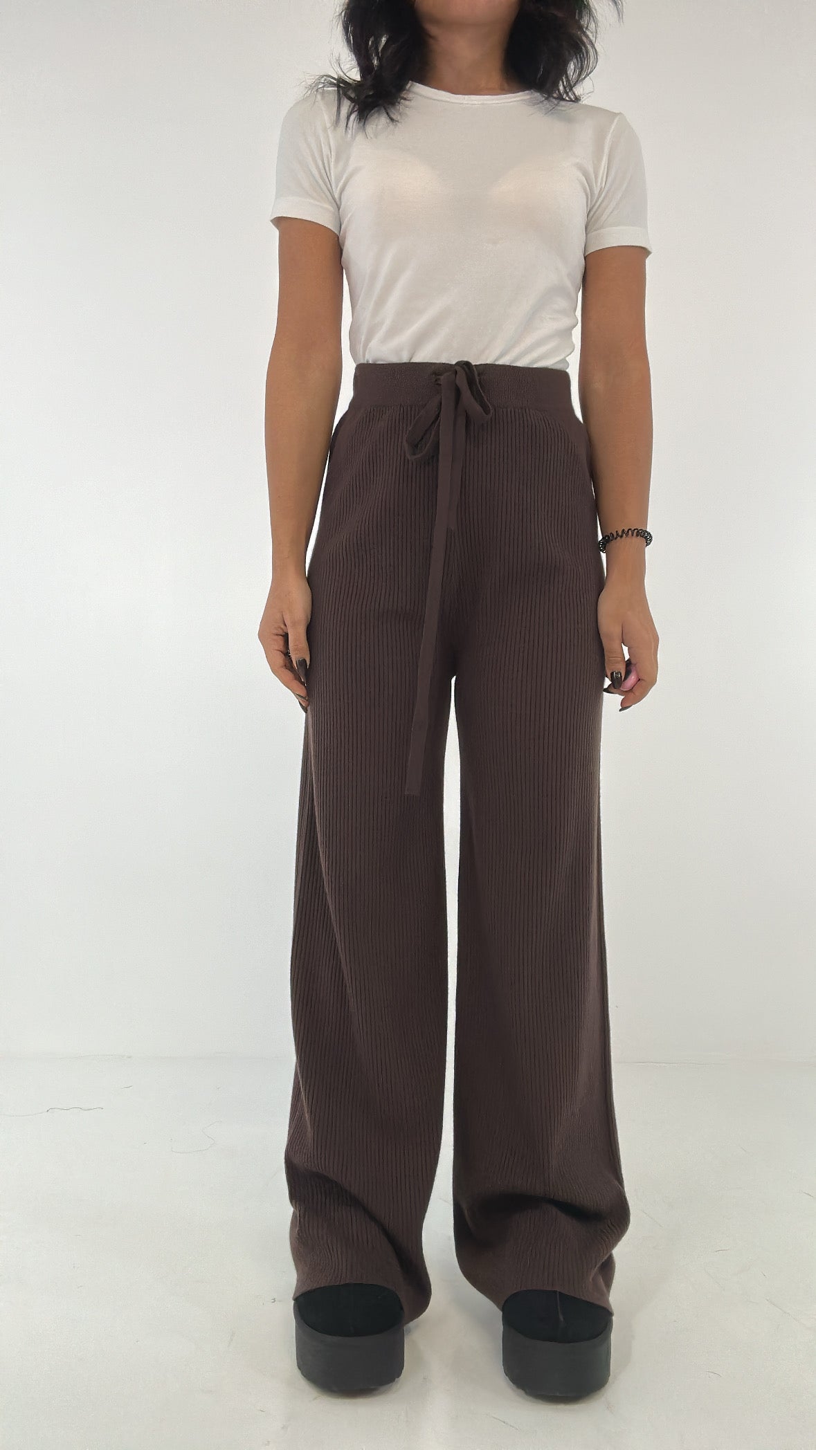 Pantalone IN MAGLIA COSTINE - MARRONE