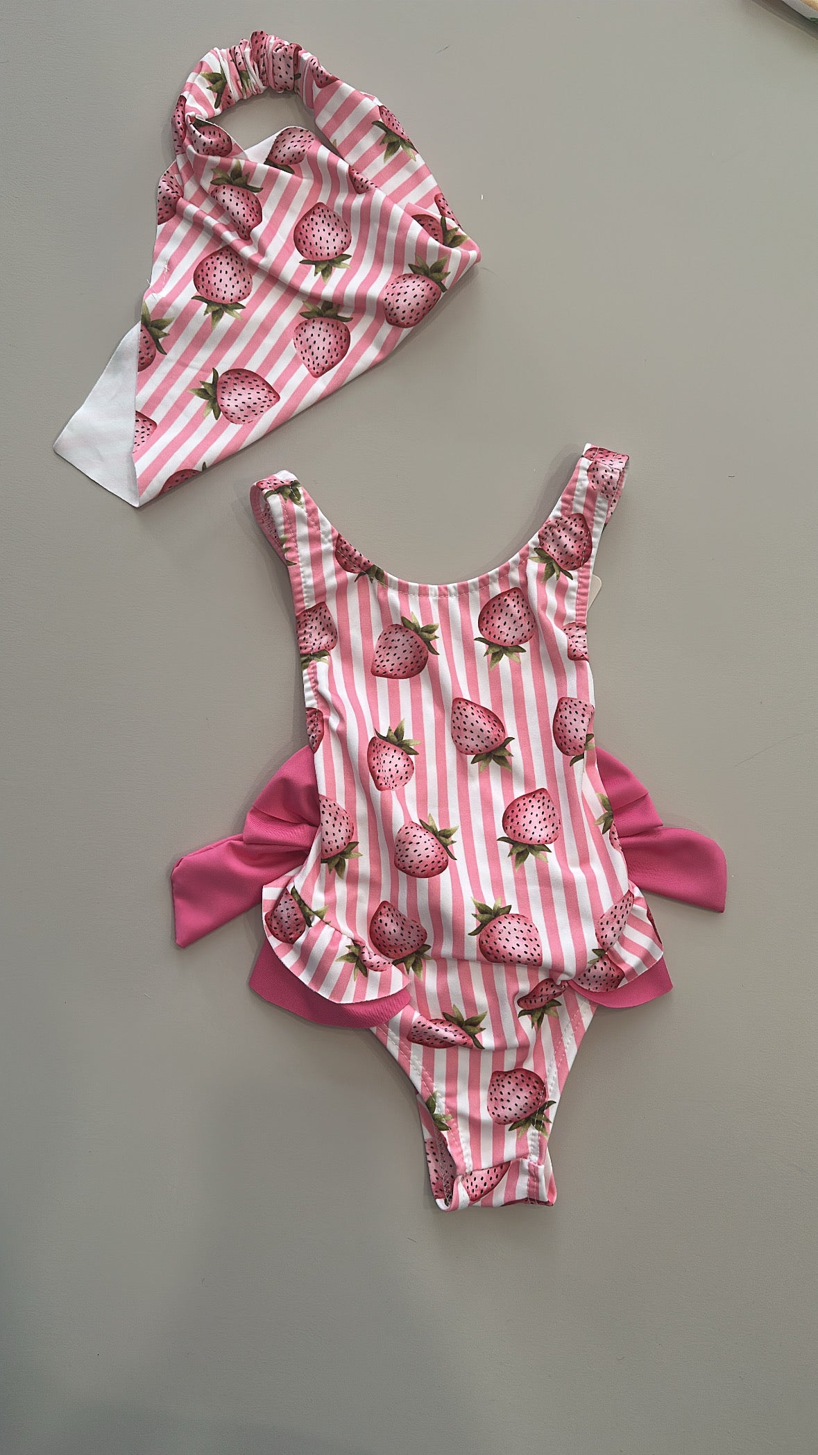 Costume INTERO CON BANDANA 2-12A - ROSA-BIACO