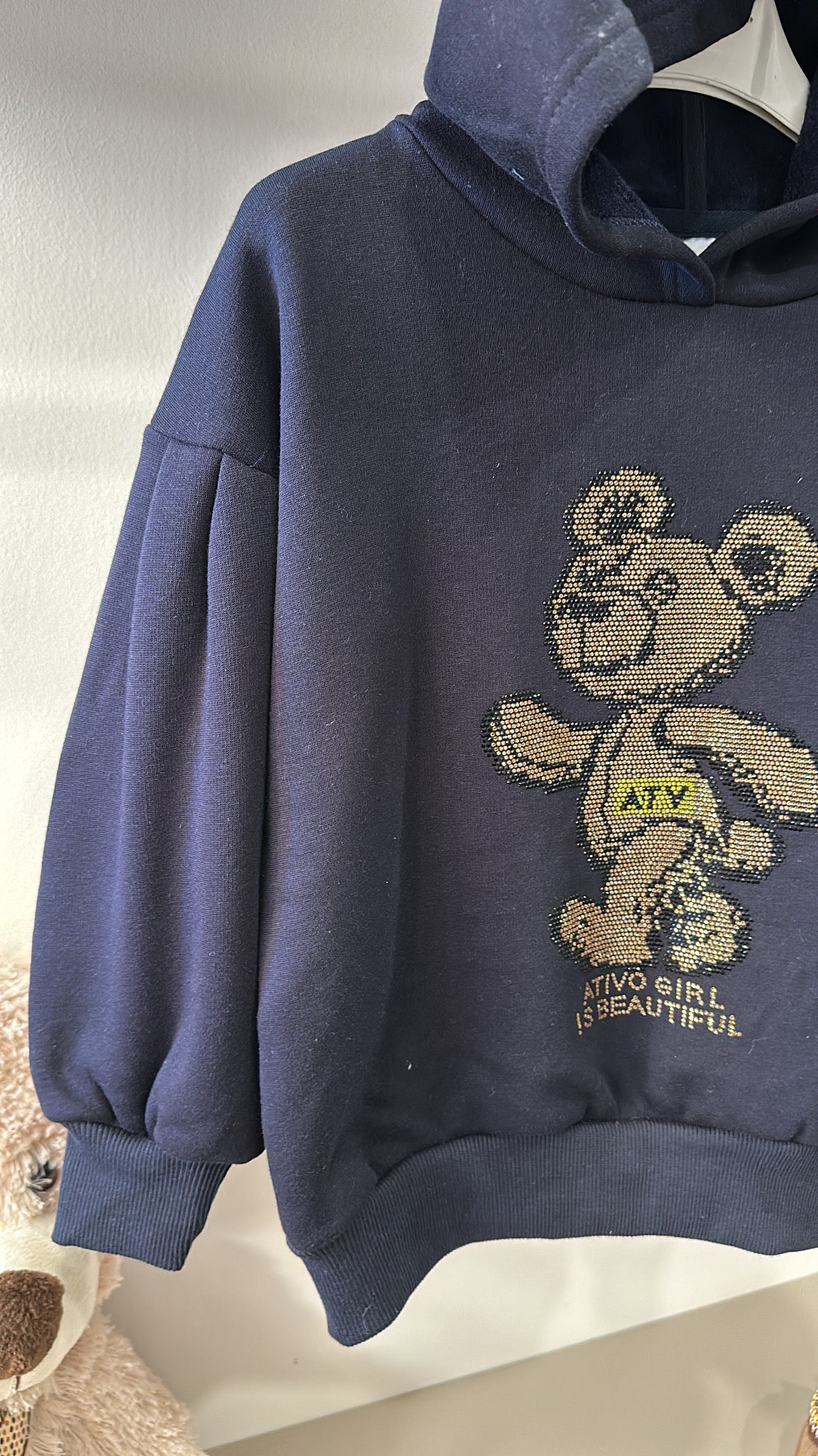 Felpa ORSO STRASS 4-14A - BLU