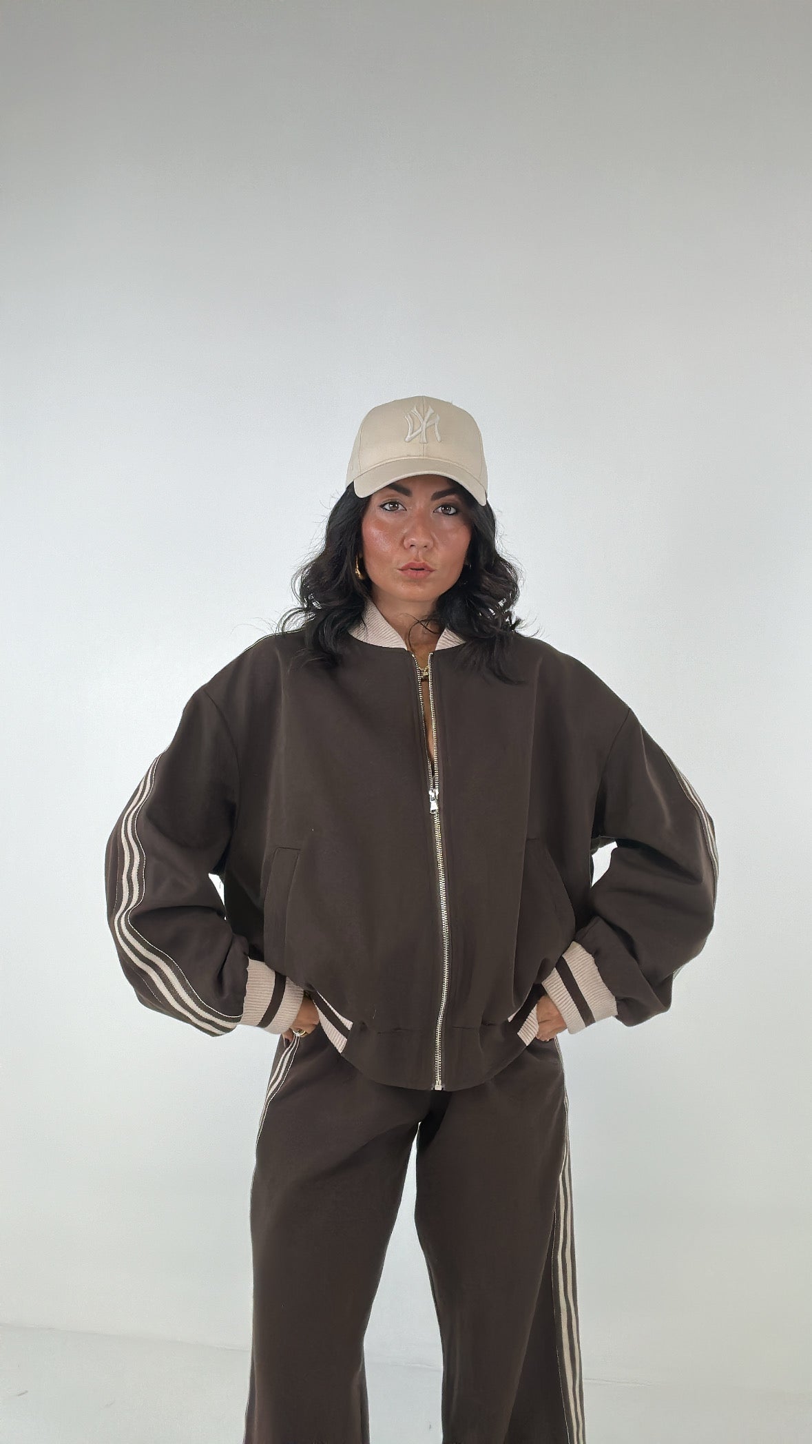 Felpa LUMINA STRIPES - MARRONE