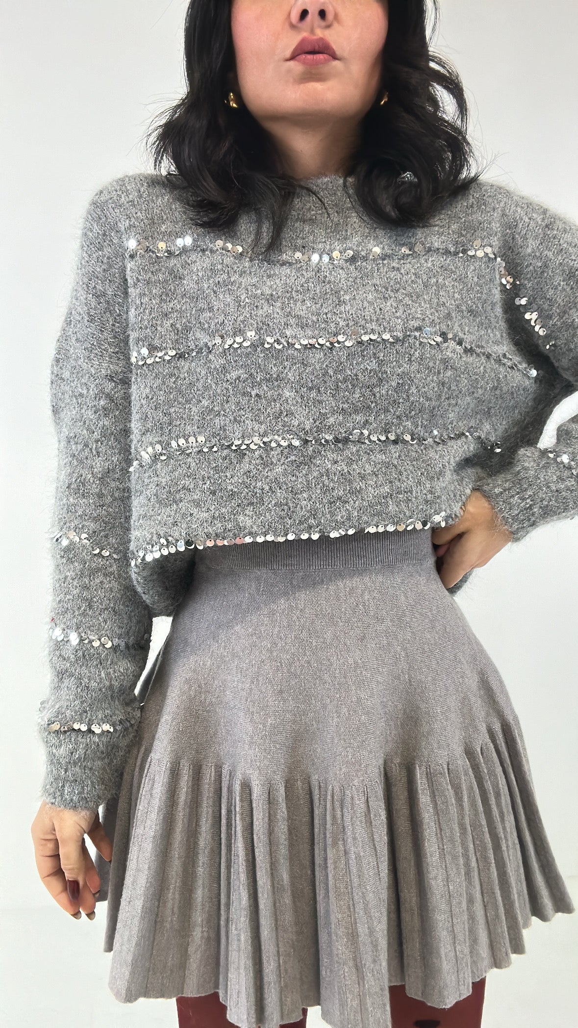 Gonna IN MAGLIA PLISSE' - GRIGIO