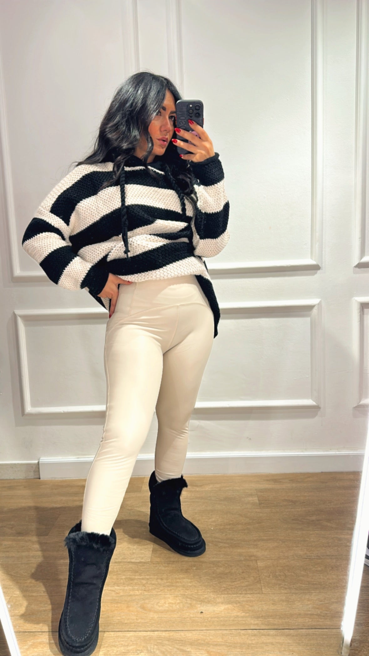 Leggings LEDER - CREME