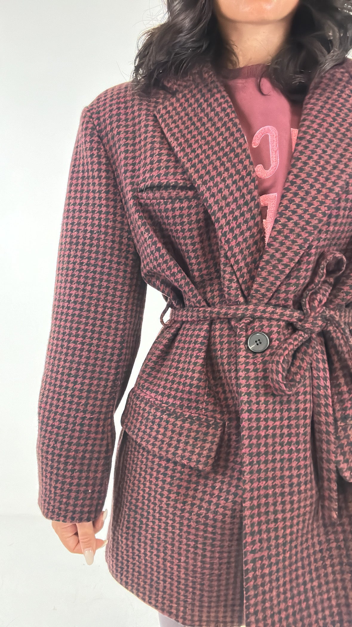 Giacca IN PANNO CON CINTURA LUMINA - FUCSIA