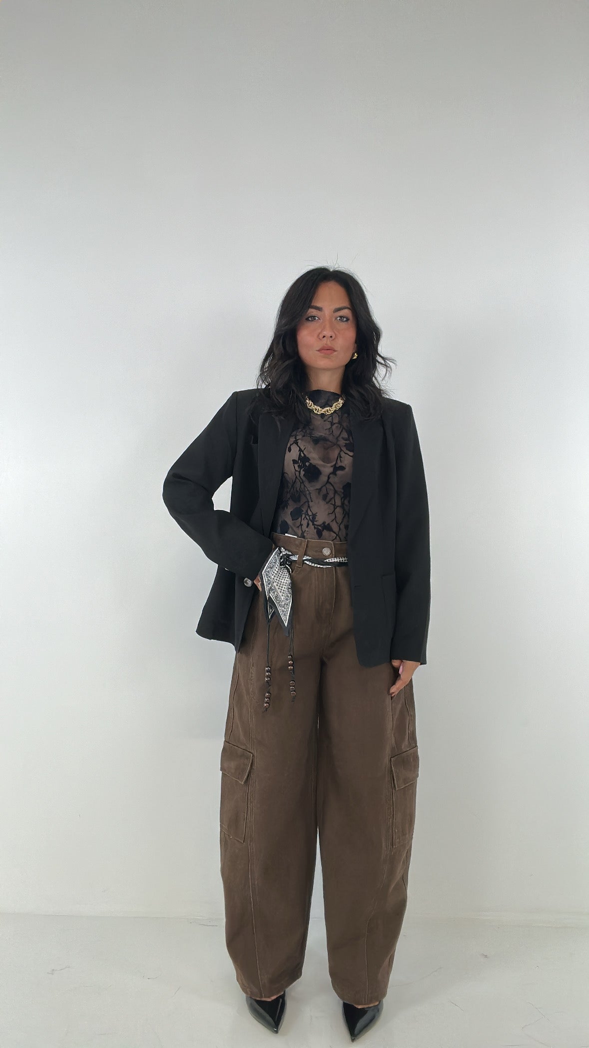 Jeans BALLON CINTURINO - MARRONE