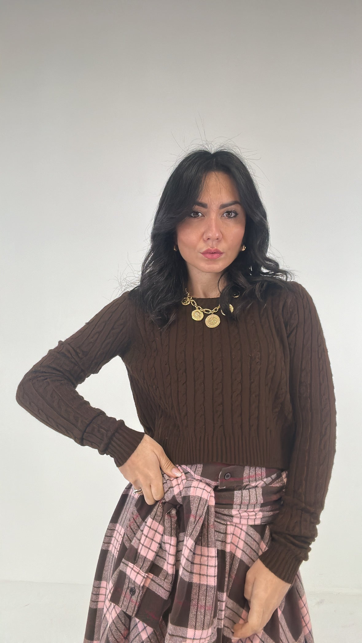 Pull CROPTRECCINA - MARRONE