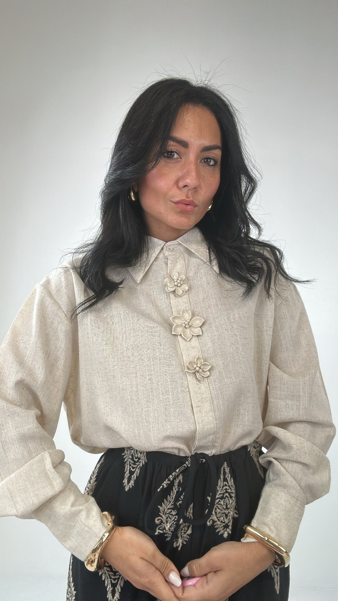 Camicia BOTTON FIORE - BEIGE