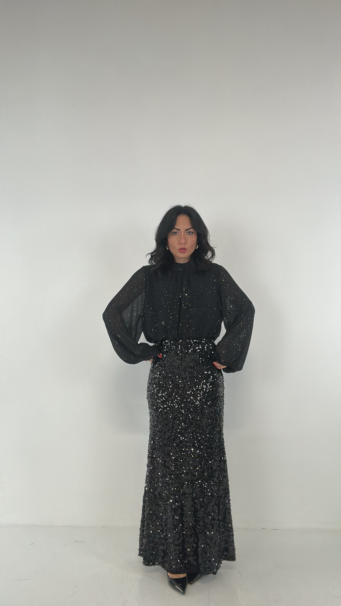 Gonna SVASATA PAILLETTES - NERO