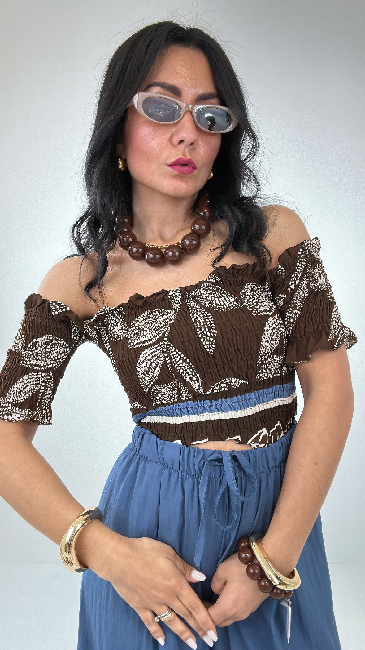 Top FOGLIA - MARRONE