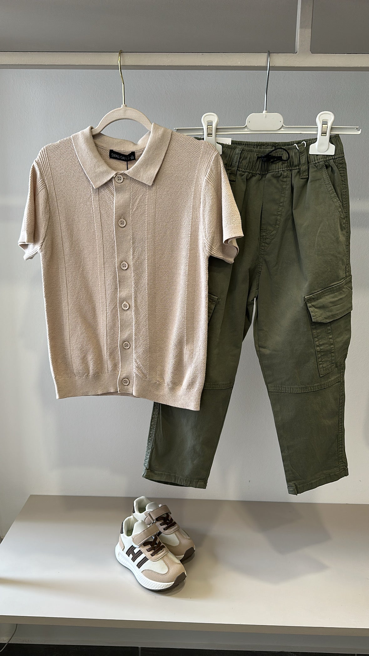Pantalone CARGO IN COTONE 4-12A - VERDE MILITARE