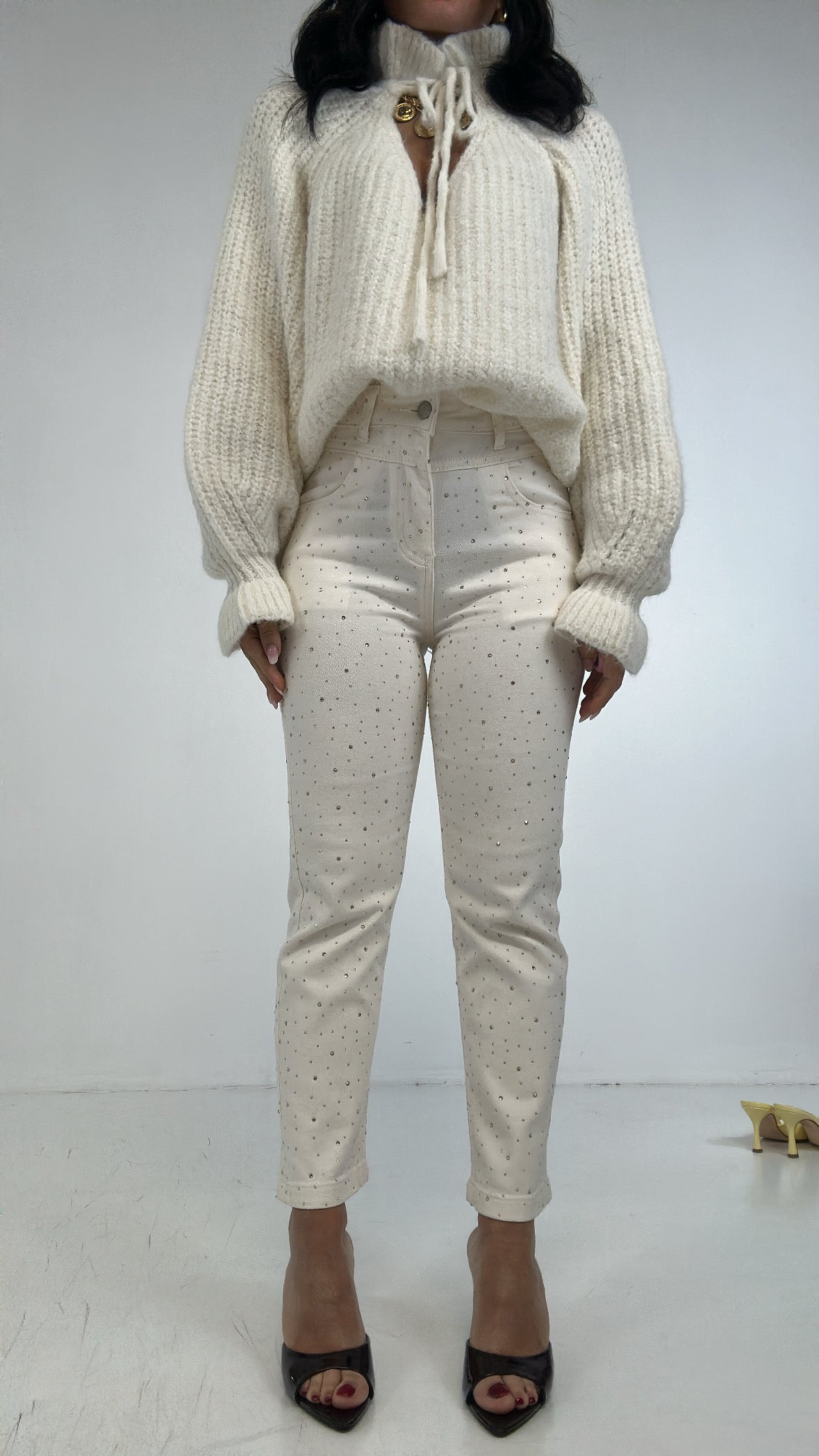 Jeans STRASS COLOR - PANNA