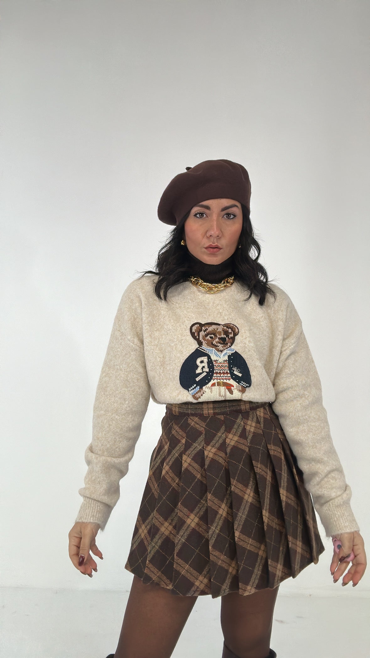 Gonna IN PANNO QUADRI - MARRONE