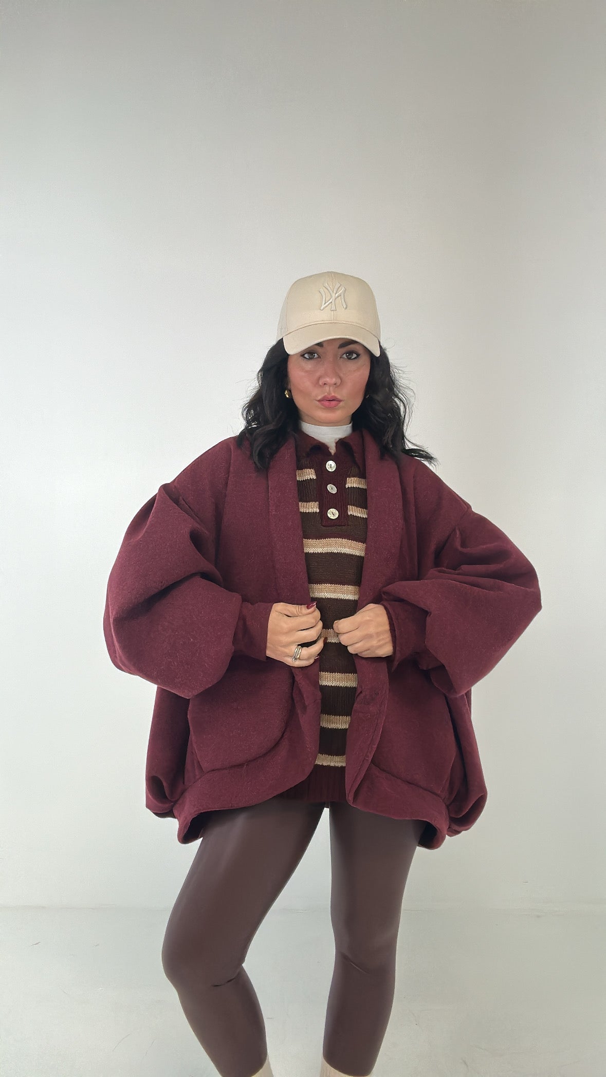 Cappotto OVER SCIALLATO - BORDEAUX