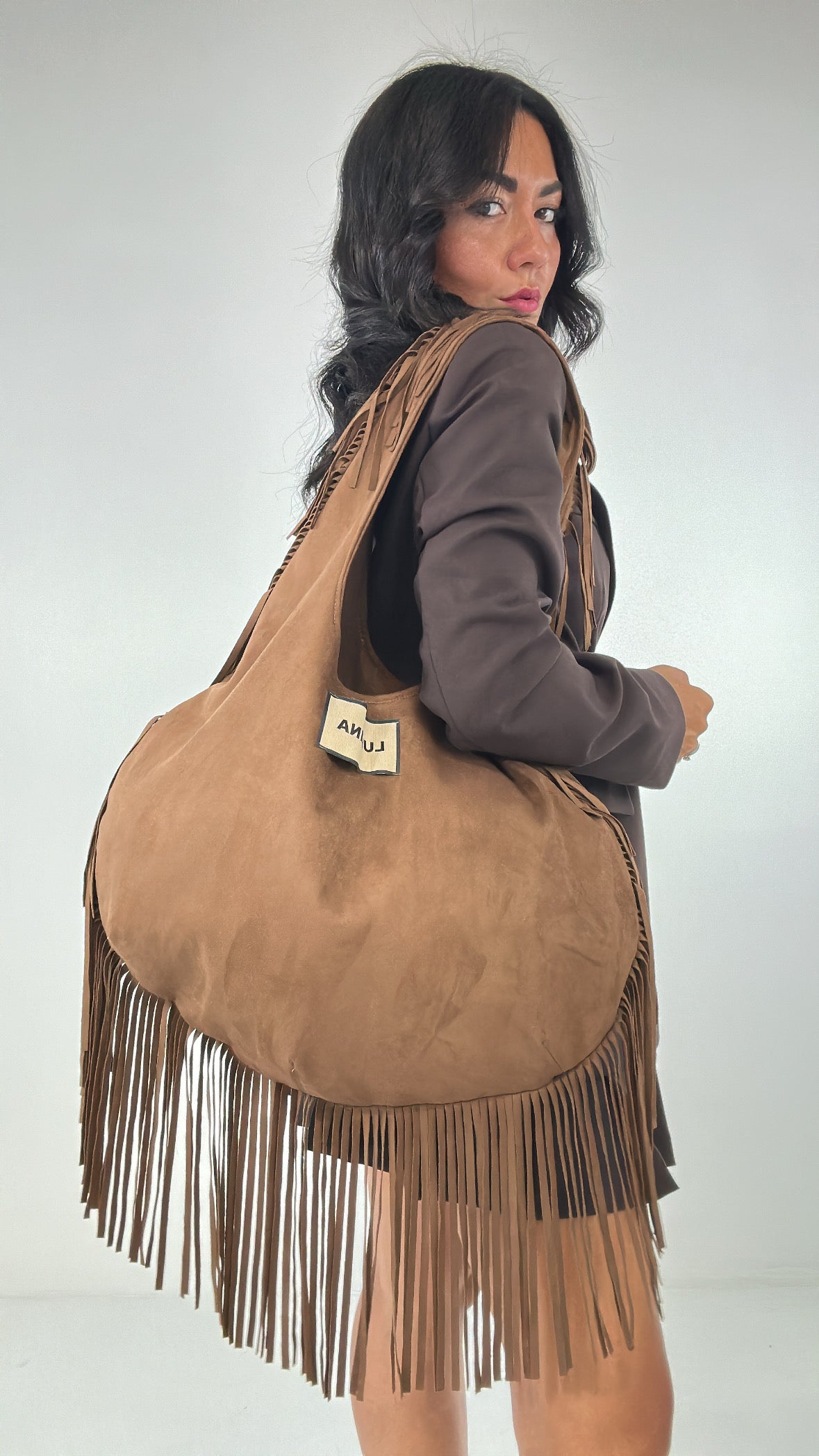 Borsa LUMINA FRANGE - MARRONE
