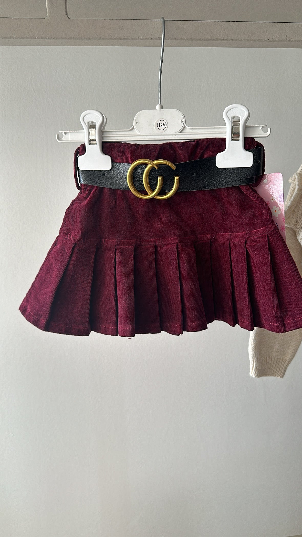 Minigonna VELLUTO PIEGHE 12-36M - BORDEAUX