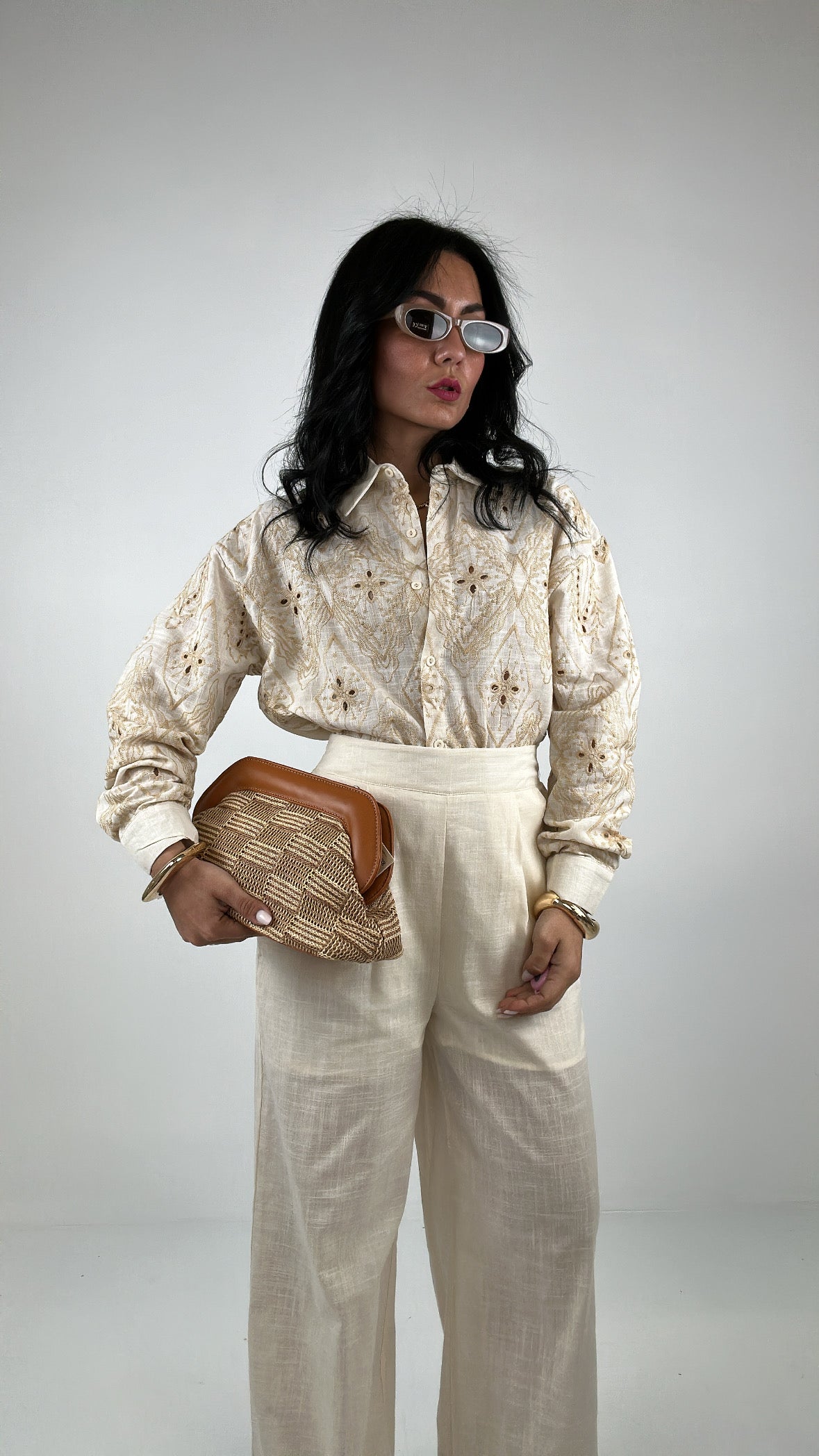 Pochette RAFFIA INTRECCIO - CAMMELLO