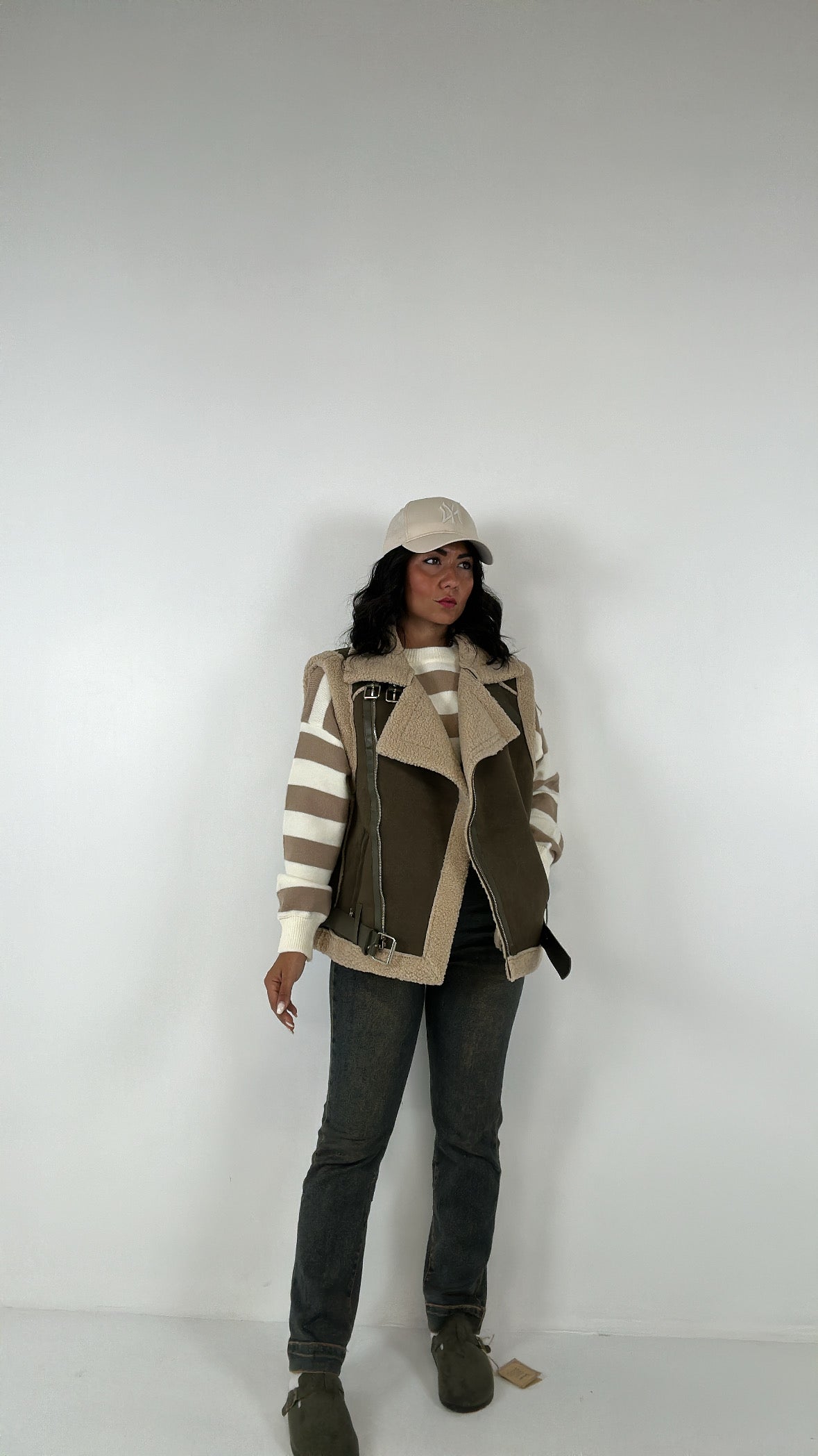 Ecomontone SMANICATO CON CINTURA - VERDE MILITARE