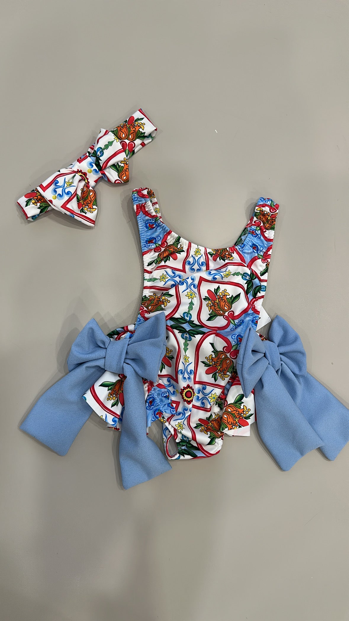 Costume INTERO CON FASCIA FIOCCO 12-36M - AZZURRO