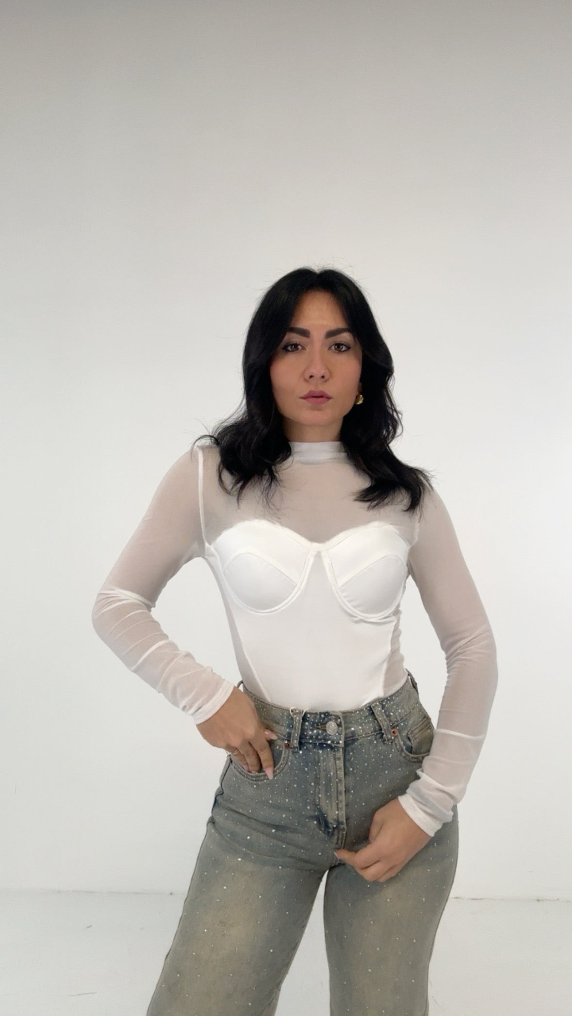 Body CON COPPE IN VELO - BIANCO