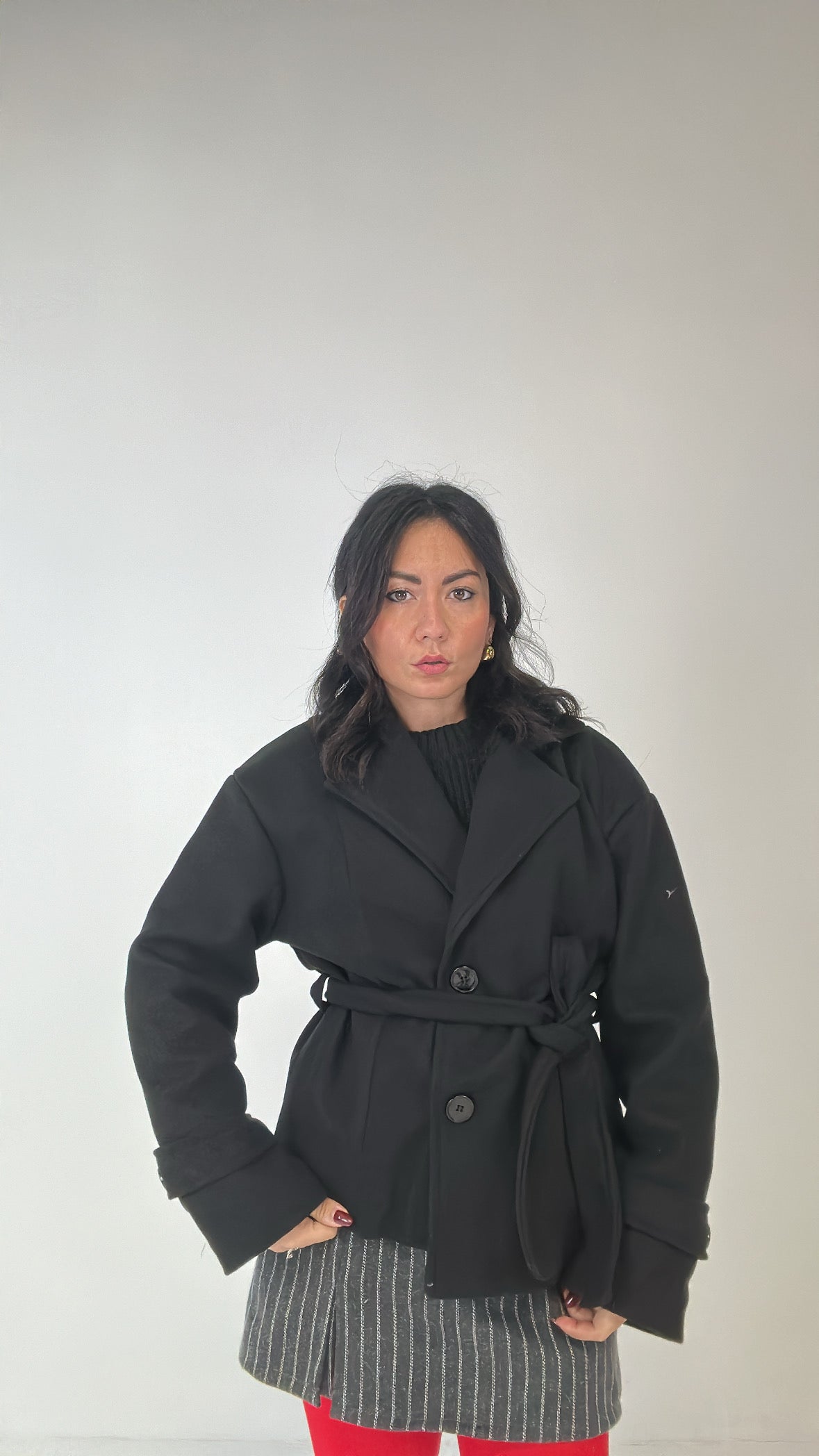 Cappotto CON CINTURA CORTO - NERO