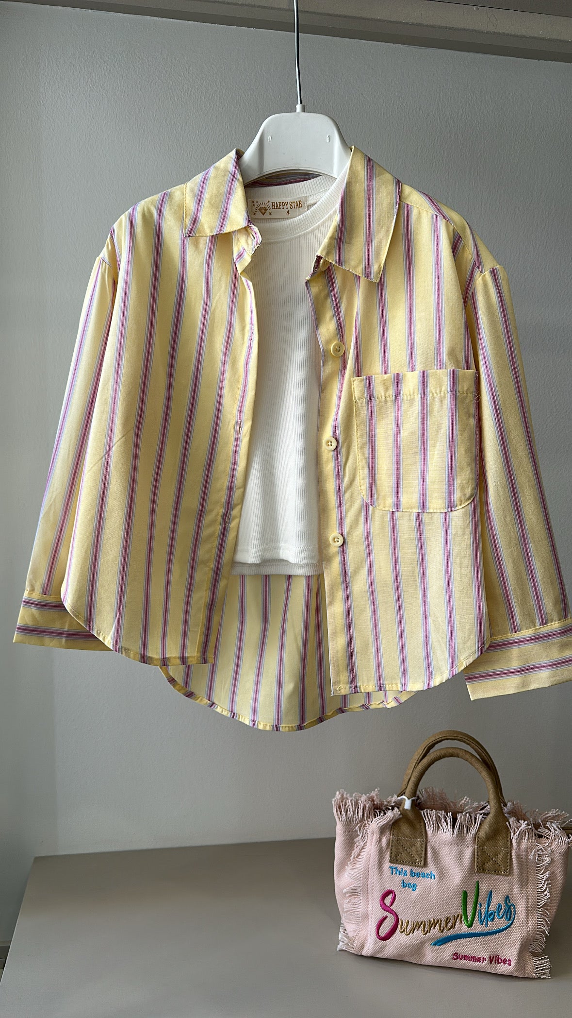 Camicia riga CON MAGLIA 4-14A - GIALLO